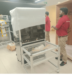two man standing and packing